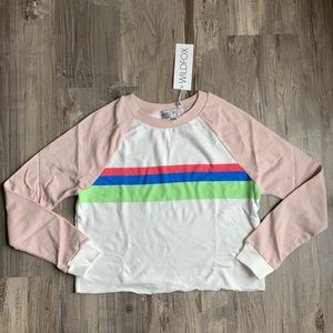 NEW Wildfox Mellow Stripe Crop Sweatshirt Medium